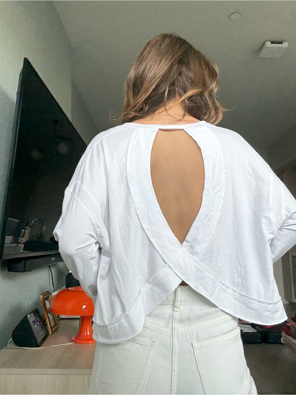 Open-Back Long Sleeve Tee - White